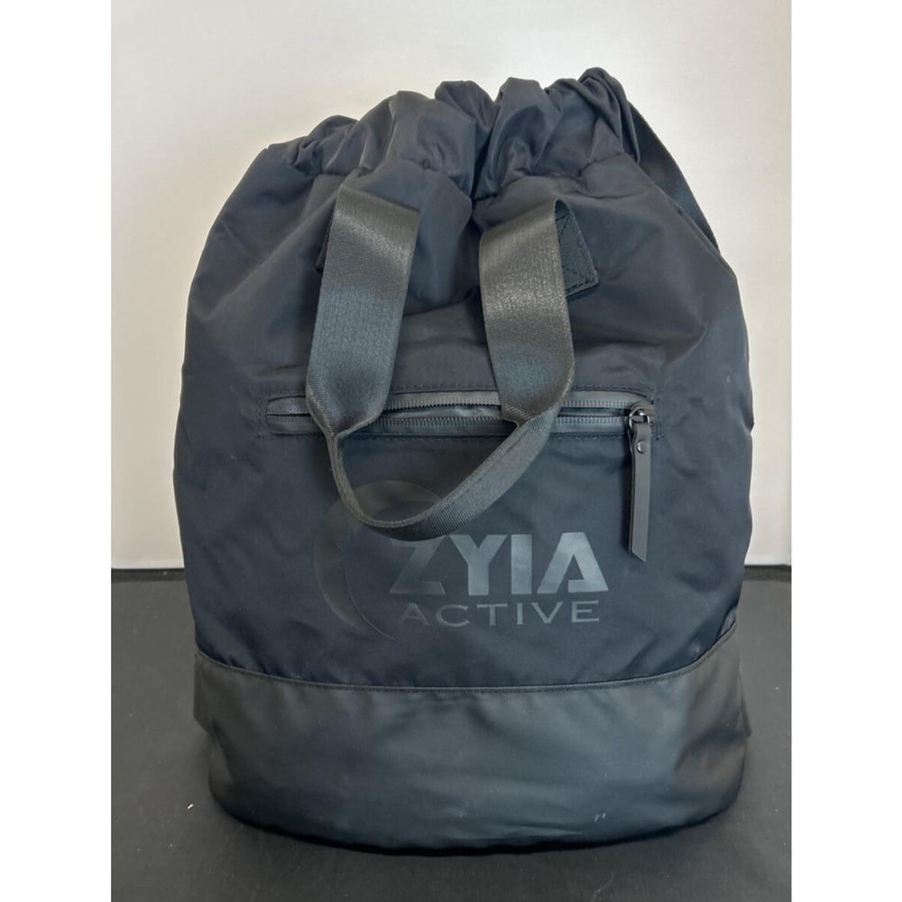 Zyia Active Drawstring Backpack Puffer Black Gym … - image 1